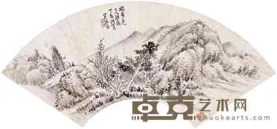 吴伯滔 1947年作 山水 扇面 